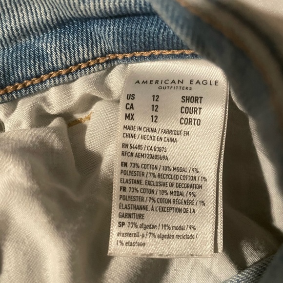 American Eagle Mom Distressed High Rise Light Blue Jeans - Picture 8 of 9